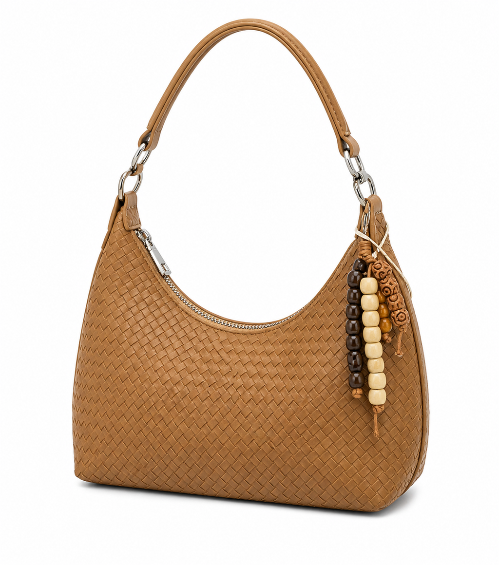 Cartera Brown Woven Shoulder Bag