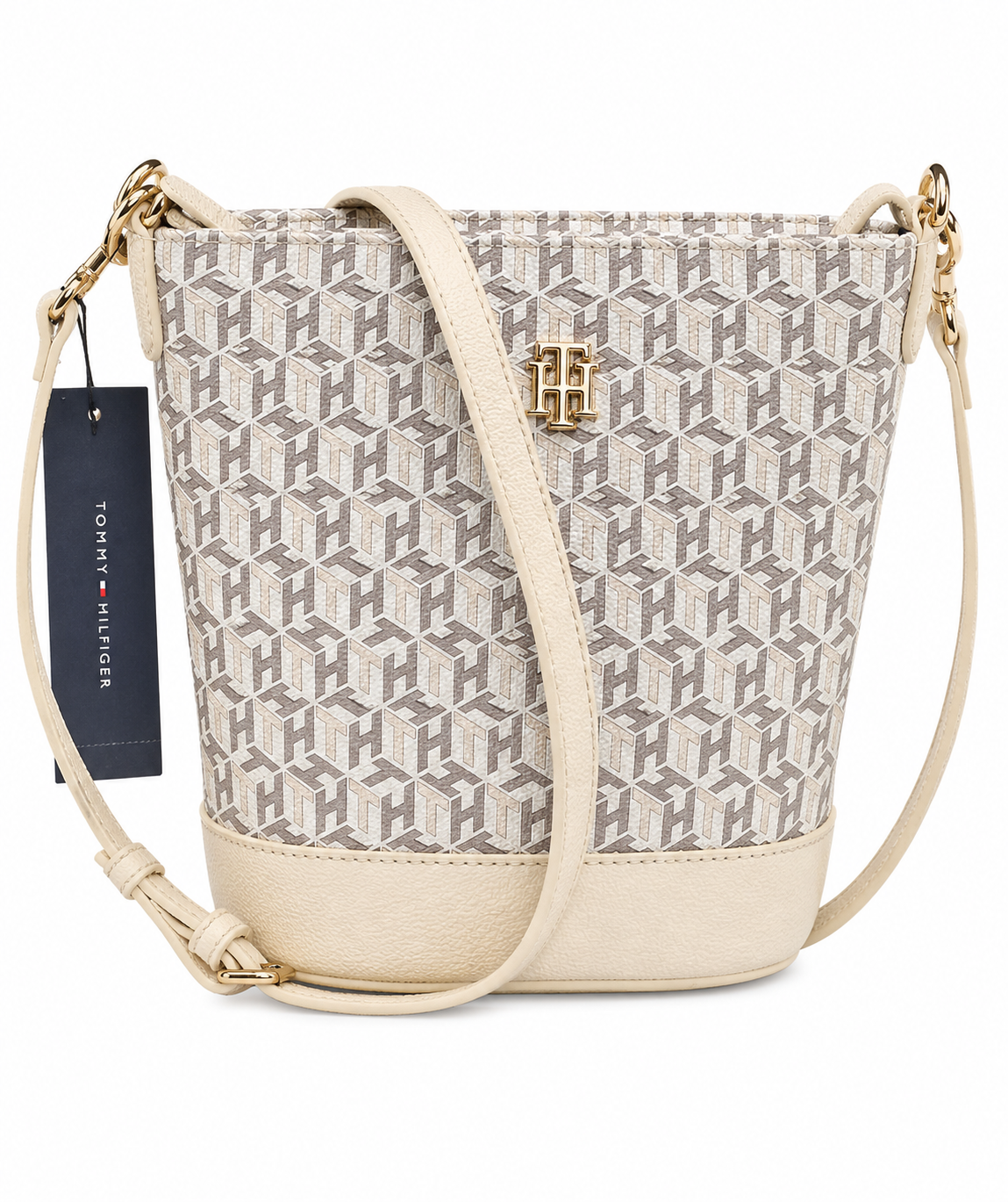Cartera Tommy Monogram Beige Tote Crossbody