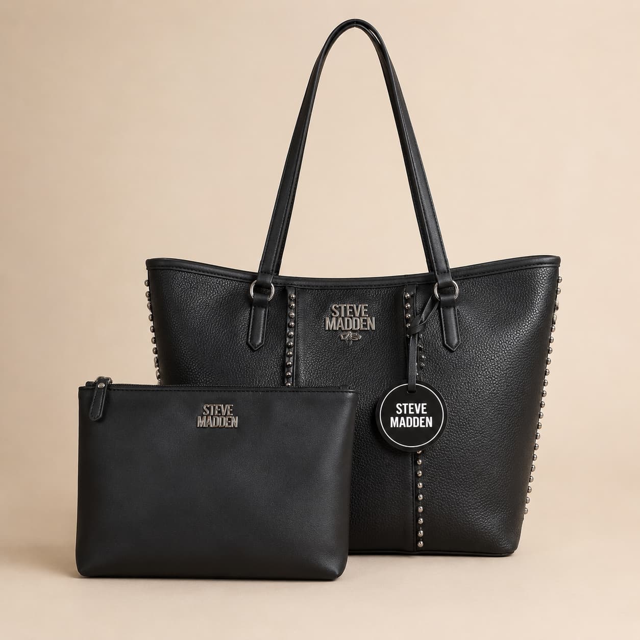 Cartera Steve Madden TOTE  Negra con Cosmetiquero