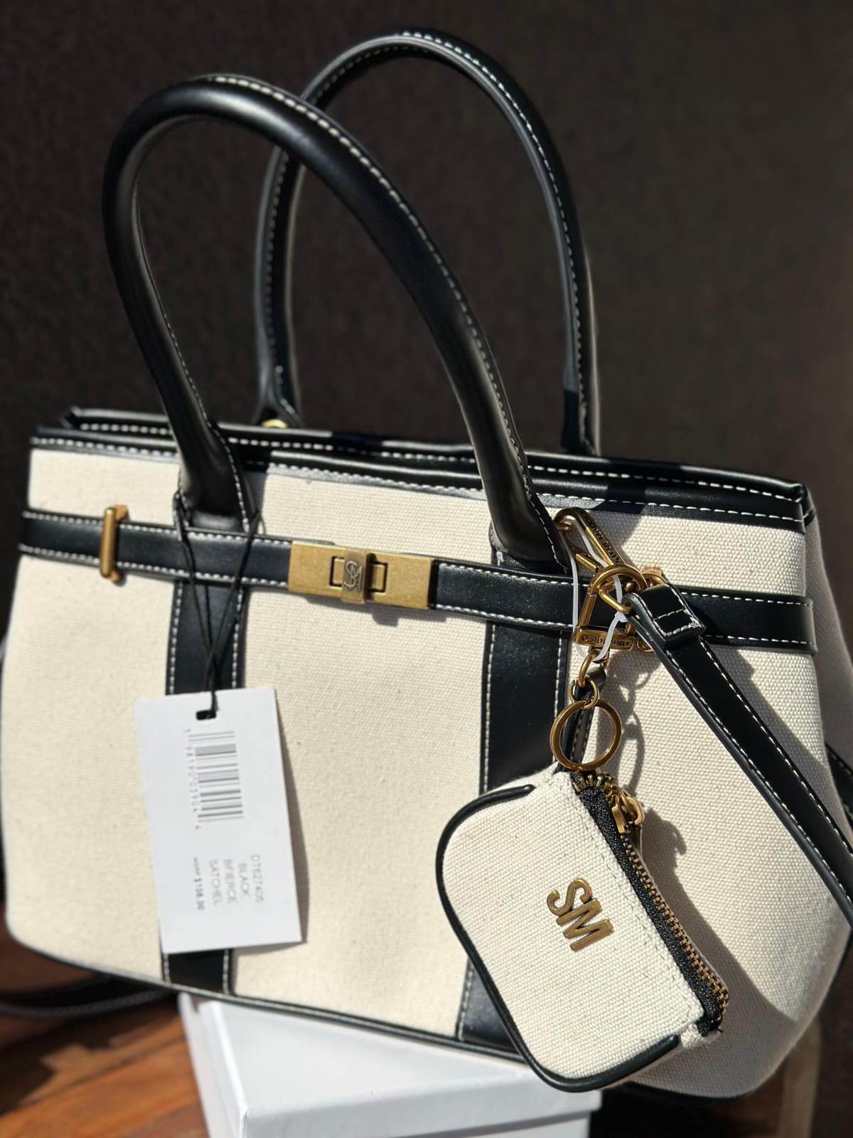 Cartera Steve Madden Black & White Tote