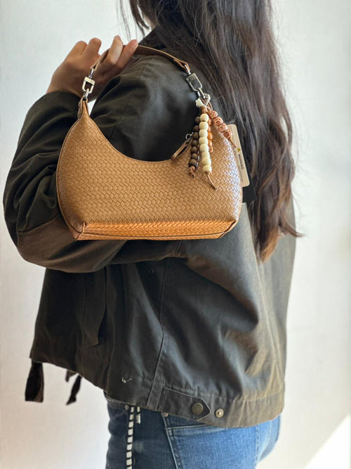 Cartera Brown Woven Shoulder Bag