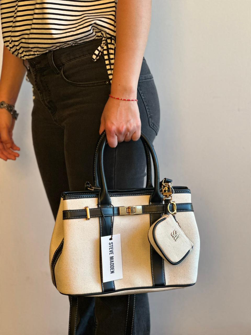 Cartera Steve Madden Black & White Tote