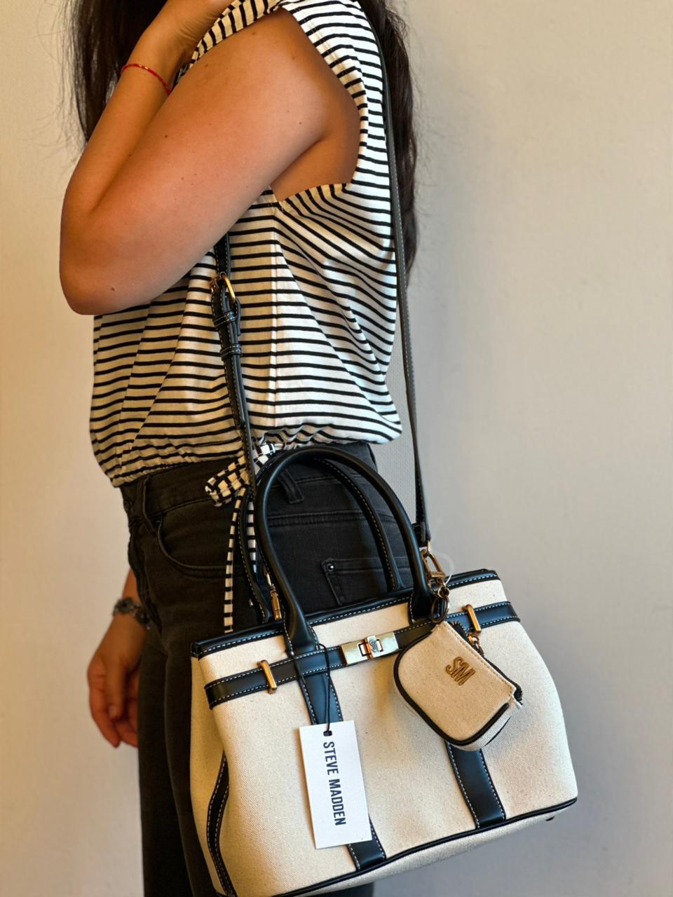 Cartera Steve Madden Black & White Tote